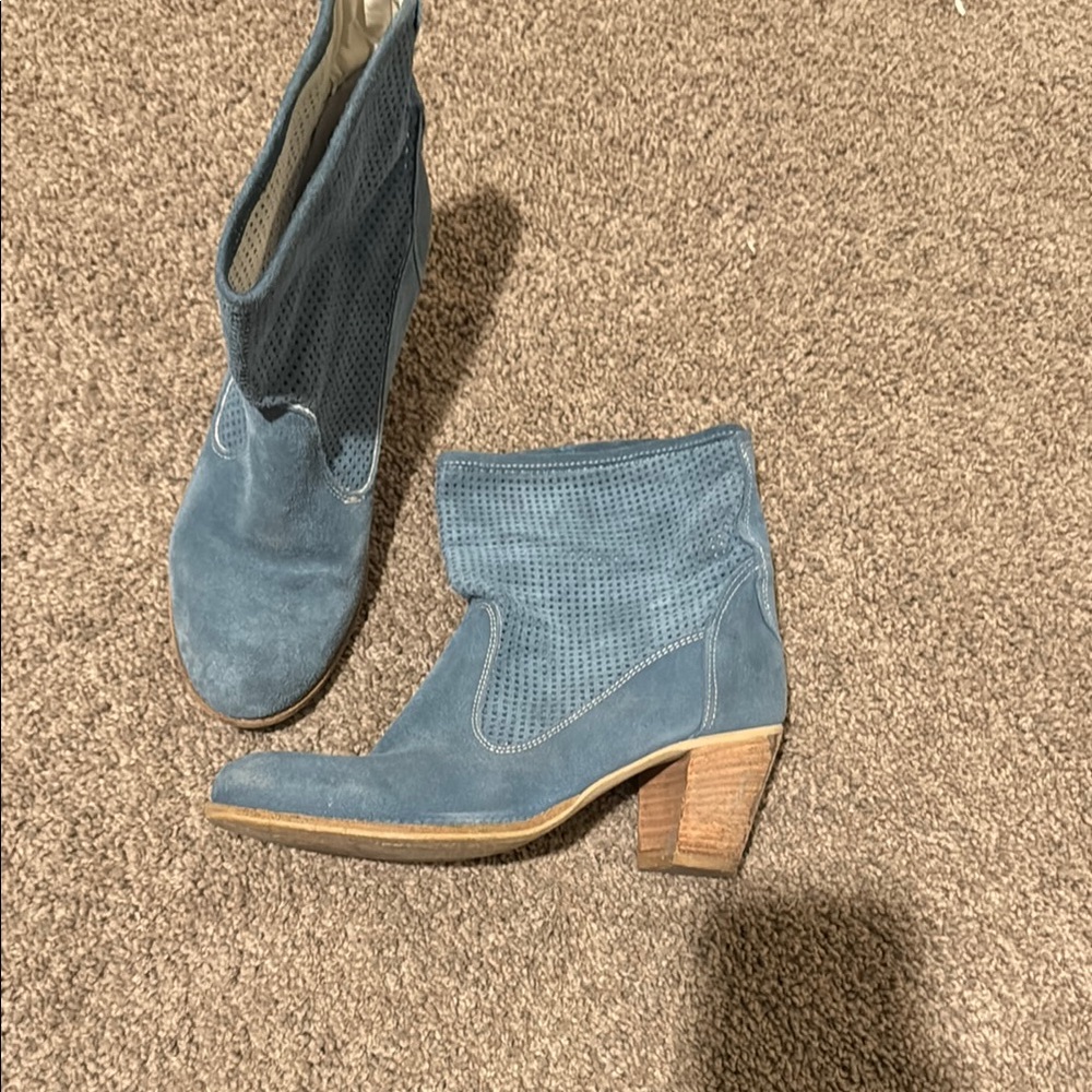 Blue Ankle Suede Boots